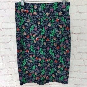 LuLaRoe Navy Blue Floral Skirt - Size Medium